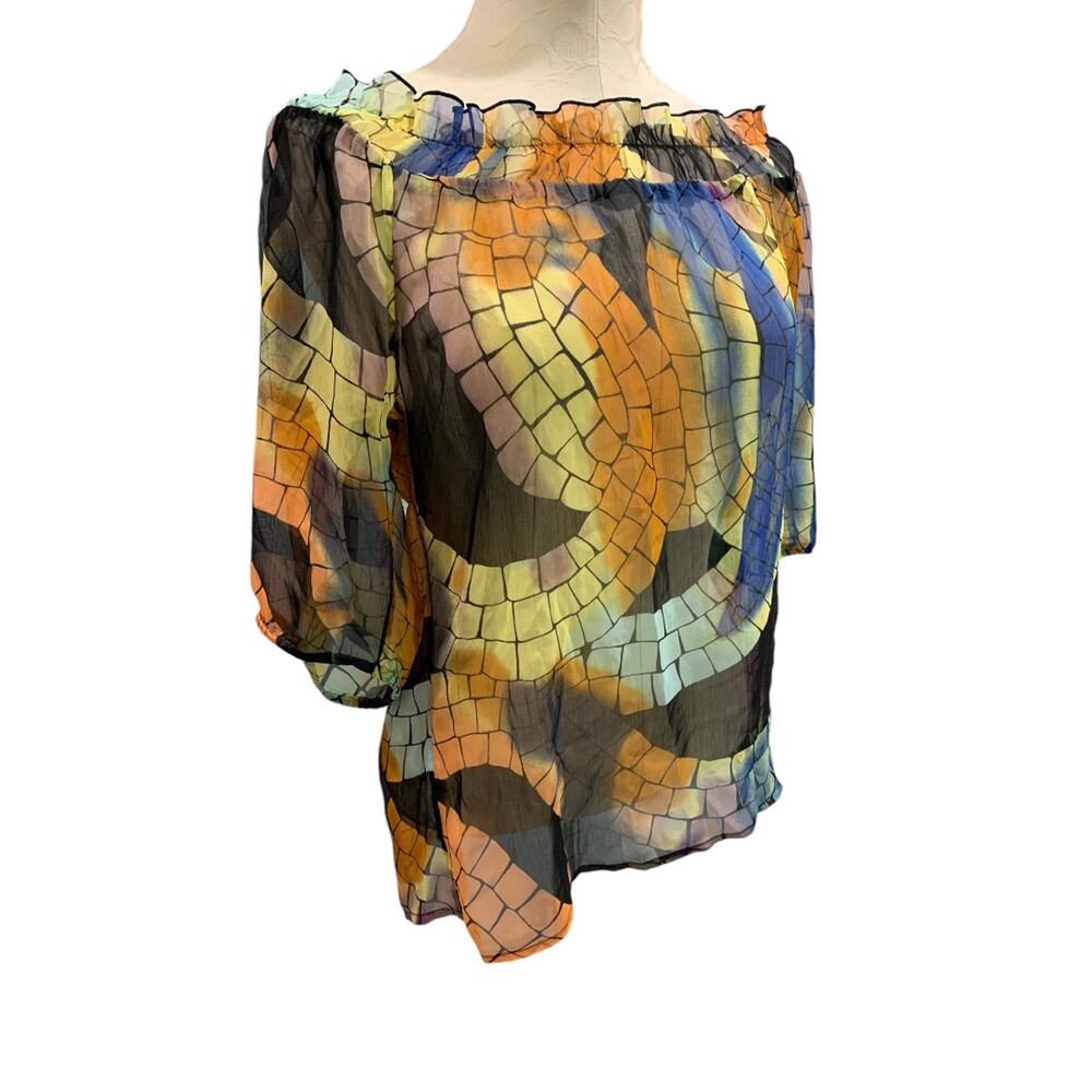 Medium Forenza Womens Vintage 1990s Off Shoulder Sheer Blouse Shirt